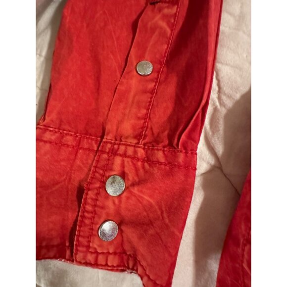 VTG Cowboy Up Embroidered Cotton Woven Snap buttons Mens L shirt flipp cuffs - Picture 14 of 16